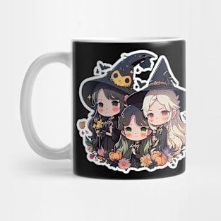 Three Cute Witches Friends Trio Mug